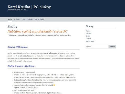 karel kruška - profesionální pc servis a služby doma i ve firmě, odvirování, sítě lan a wifi, oprava počítače a notebooku a tiskáren, webdesign tvorba webových stránek, eshop, servis haglof