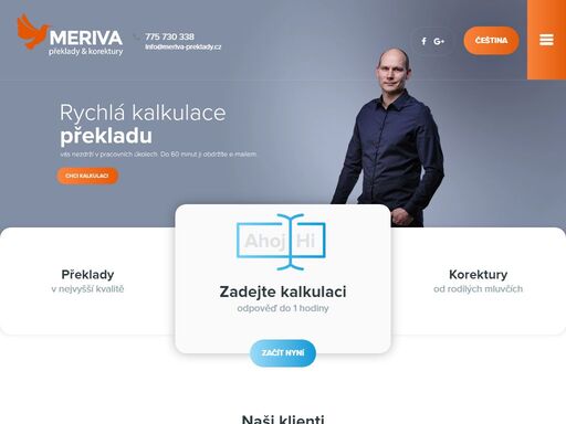 jste firma nebo odborník a potřebujete špičkový překlad? získejte kalkulaci už do 30 minut, a to zcela zdarma. překladatelská agentura meriva se specializuje na odborné překlady a jazykové korektury rodilým mluvčím.