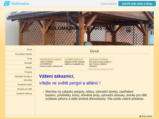 výstavba altánů, pergol, přístřešků, zahradní domků