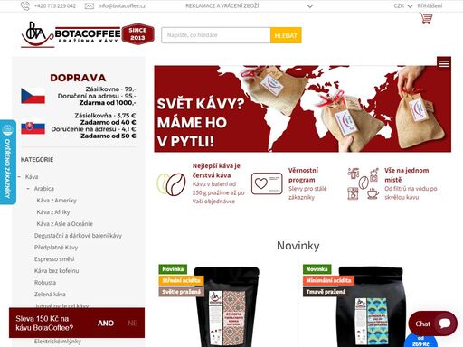 pražírna kávy botacoffee. čerstvá káva - veškerá výběrová káva je pražená až po objednávce. čerstvě pražená výběrová káva přímo z pražírny kávy botacoffee