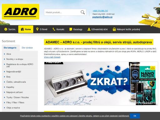 prodej filtrů, prodej olejů, servis strojů, autodoprava. filtry, oleje, stroje, autodoprava, baldwin filters, hifi filter, donaldson, hengst, sf filter, mann filter, fleetguard, shell, ropa, merlo, rau
