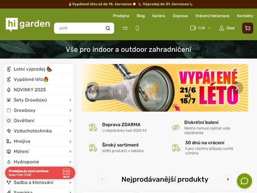 nejširší nabídka zahradnických potřeb pro indoor a outdoor pěstování. odborné poradenství, individuální přístup, skvělé ceny a doprava nad 3000,- zdarma!