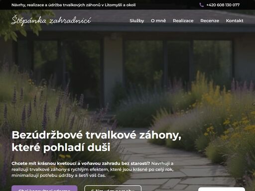 zahradnice z litomyšle, která navrhuje bezúdržbové trvalkové záhony kvetoucí od první sezóny. krásná zahrada s minimální péčí i starostmi.