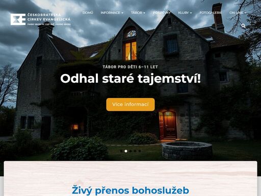 oficiální webové stránky horního sboru českobratrské církve evangelické ve vsetíně. jsme společenství věřících lidí otevřené každému, kdo se zajímá o víru, ale i tomu, kdo se chce „jen“ dovědět, co jsou ti evangelíci zač. nevěříme, že jsme tady náhodou. nevěříme, že jsme tady zbytečně. nevěříme, že smrtí vše končí. věříme, že náš život má smysl.
