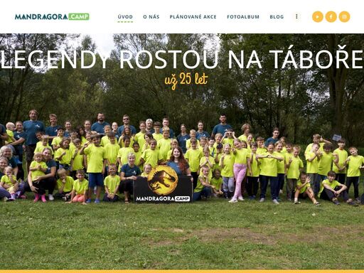 jsme spolek mandragora a již více než 20 let pořádáme letní stanové tábory a další báječné volnočasové akce pro děti i dospělé.