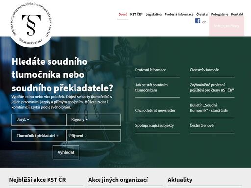 komora soudních tlumočníků české republiky (kst čr) je profesní organizace sdružující soudní tlumočníky jmenované podle zákona č. 36/1967 sb.