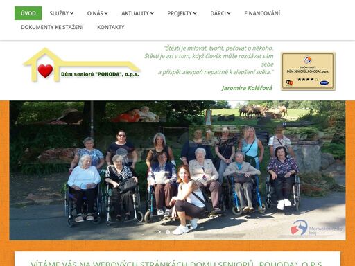 dům seniorů pohoda, o.p.s. - nestátní zařízení s celoročním nepřetržitým provozem, které poskytuje komplexní sociální a ošetřovatelskou péči 31 obyvatelům.