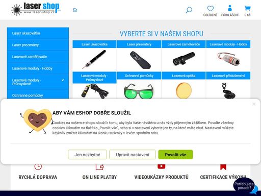 e-shop s širokou nabídkou laserových ukazovátek, modulů, ochranných prostředků a příslušenství | laser-shop.cz