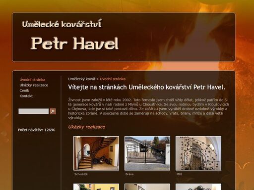 vítejte na stránkách uměleckého kovářství petr havel. zabývám se výrobou a prodejem kovaných výrobků,ruční umělecko - kovářskou výrobou. 
