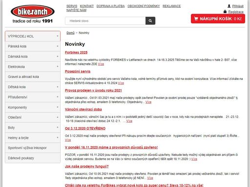  prodejem kol, cyklodoplňků a servisem kol se zabýváme již od roku 1991. široký výběr sortimentu na našem eshopu a také kvalitní služby na třech kamenných projnách v praze.
