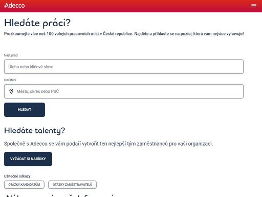 prozkoumejte špičkové pracovní příležitosti a náborová řešení s adecco czechia. spojte se se špičkovými zaměstnavateli nebo najděte kandidáty prostřednictvím našich specializovaných náborových služeb.