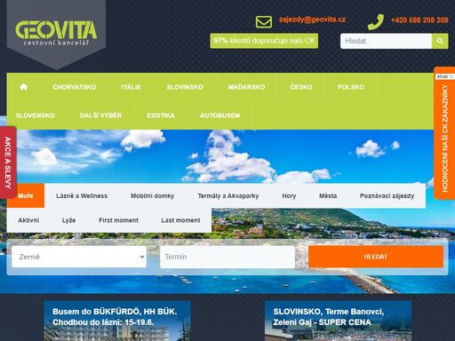 ck geovita, cestovní kancelář s tradicí a referencemi. pestrá nabídka zájezdů po evropě i do exotických destinací. lázeňské a wellness pobyty, dovolená u moře, hory i lyžařské zájezdy.