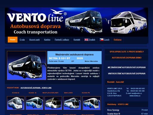 autobusová doprava vento line nabízí mezinárodní přepravu osob luxusními autobusy a minibusy