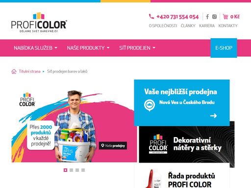 společnost profi color provozuje síť prodejen barev, laků, omítkovin a malířského vybavení v české republice.