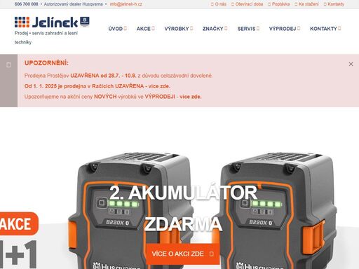 jelínek - autorizovaný prodej a servis husqvarna pro regiony vyškov a prostějov