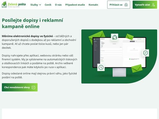 vyřiďte hromadnou korespondenci online na 3 kliknutí. posílejte zásilky přímo z kanceláře a ušetřete až 30 % na poštovném. rozesílku pro vás zautomatizujeme.