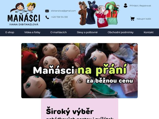 výroba a prodej maňásků na ruku. každý maňásek jen za 169 kč. pohádkové postavičky a zvířátka, ale i maňásci na přání, např. podle fotografie.