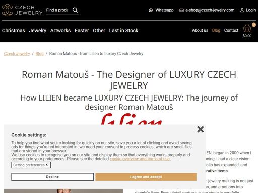 roman matouš - an inspiring journey from his beginnings with lilien. find out more about how lilien became luxury czech jewellery.