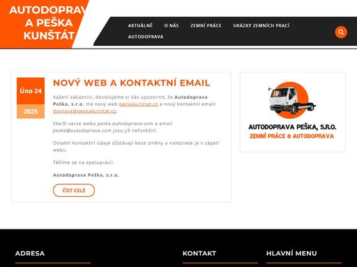 autodoprava, zemní práce, kunštát
