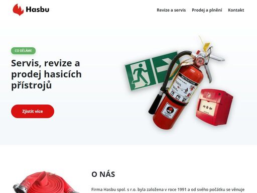 hasbu spol. s r. o. - poskytujeme servis, opravy, revize a prodej ručních a pojízdných hasicích přístrojů, revize požárních vodovodů, plnění co2, prodej lahví, hydrantových skříní, hadic a armatur.