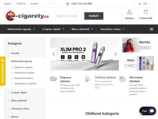 více než ?? 4000 produktů skladem, ?? ihned připravených k odeslání. ?? široký výběr elektronických cigaret, e liquidů, příchutí, náhradních dílů a příslušenství všech známých značek.