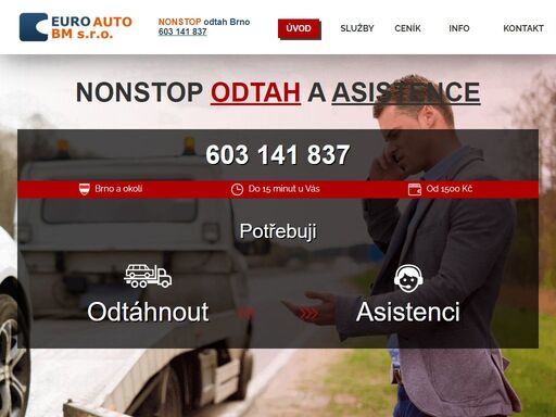odtáhneme váš vůz při nehodě či poruše. poskytneme náhradní. ? zdarma přes smluvní pojišťovnu. odtahová služba brno – nonstop odtahovka brno pro vás. přijedeme ihned. výhodné ceny u euro auto bm.