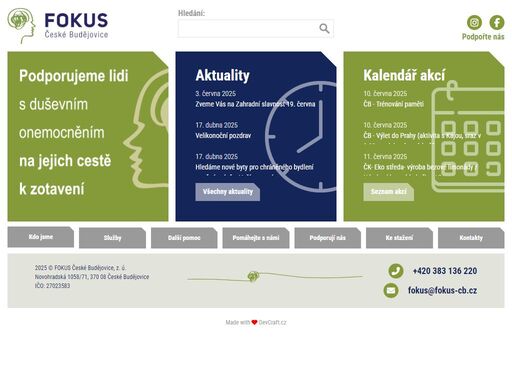 pomáháme lidem s duševním onemocněním na jejich cestě k zotavení. provozujeme ambulantní, terénní a pobytové služby.