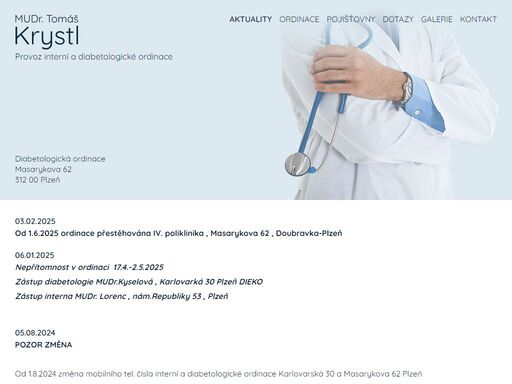 provoz interní a diabetologické ordinace