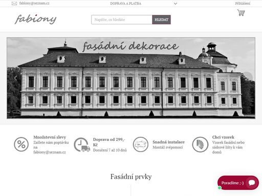 víc jak 600 produktů skladem. česká výroba. nabízíme širokou škálu fasádních a interiérových prvků, které esteticky rozdělují a zdobí stěny, okna a rohy. naše produkty zahrnují dekorativní orámování oken a dveří, stejně jako sádrové prvky pro elegantní úpravu interiérů. s námi proměníte své prostory na jedinečné a…
