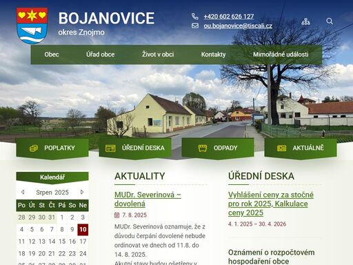 oficiální stránky obce bojanovice