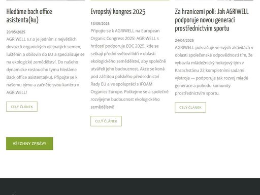 velkoobchod specializující se na import a export organických semen a poskytování odborných agrokonzultačních služeb.