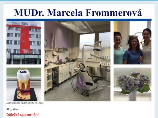 mudr. frommerová marcela, zubní ordinace v olomouci, tovární