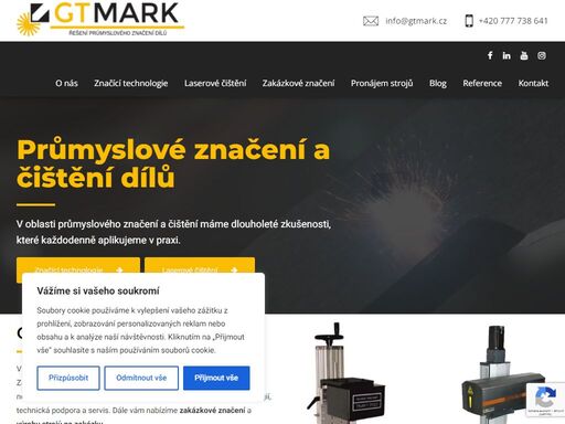 gtmark.cz - průmyslové značení dílů a výrobků. prodej, podpora, servis značící technologie. laser-ražba-odval