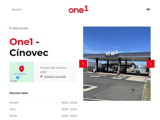 síť 33 čerpacích stanic one1 na česko-německých hranicích v západních a severních čechách.