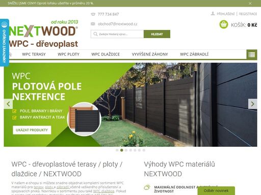 prodej kompletního sortimentu wpc - dřevoplastové terasy, podlahy, zábradlí, ploty a dlaždice nextwood. vše skladem - rychlé dodání a nadstandardní záruka.