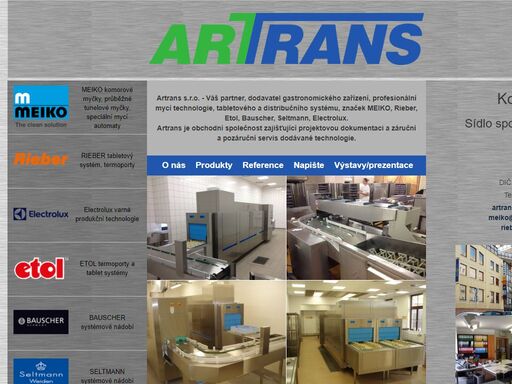 artrans s.r.o. - dodavatel gastronomického zařízení, profesionální mycí technologie, tabletového a distribučního systému. artrans je obchodní společnost zajišťující projektovou dokumentaci a záruční a pozáruční servis dodávané technologie výrobců meiko, rieber, etol, electrolux, seltmann a bauscher. dodáváme komorové myčky meiko, průběžné tunelové myčky meiko, speciální mycí automaty meiko, tabletové systémy rieber a etol, termoporty rieber a etol, systémové nádobí bauscher a seltmann. dále dodáváme varnou produkční technologii electrolux.