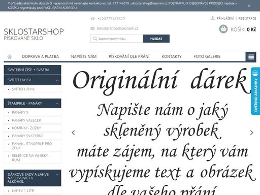 vítejte v našem obchodě . v případě jakýchkoliv dotazů či nejasností mě neváhejte kontaktovat. tel. 777143679 , sklostarshop@seznam.cz