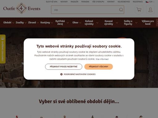 outfit4events: vše pro šerm, larp, cosplay a historii. objevte široký výběr replik zbraní, brnění, kostýmů, bot a doplňků. nakup vše online!