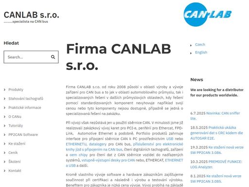 firma canlab s.r.o. vývoj a výroba elektroniky, software a firmware pro canbus nejen pro vozidla a fleet management.