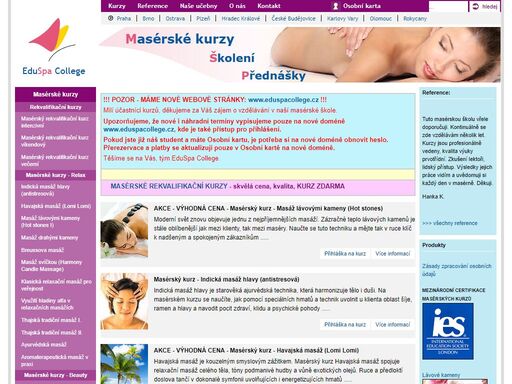 eduspa college pořádá rekvalifikační masérské kurzy akreditované mšmt a odborné kurzy masáží. dornova metoda, lifting obličeje, indická masáž hlavy, masáž lávovými kameny hot stones, havajská masáž lomi lomi, čínská masáž, baňkování, reflexologie.