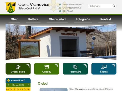 oficiální stránky obce vranovice