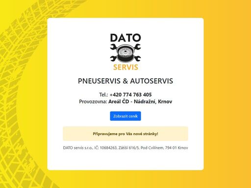 dato servis - pneuservis a autoservis osobních vozidel.
