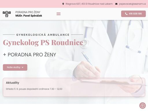 poskytujeme poradenské služby v rámci gynekologické prevence a porodnictví. navštivte naši gynekologickou ambulanci v roudnici nad labem.