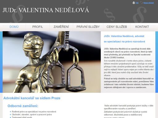 advokátní kancelář v praze advokát judr. v. nedělová poskytuje právní služby: právo rodinné (rozvody), právo občanské, právo obchodní a právo pracovní
