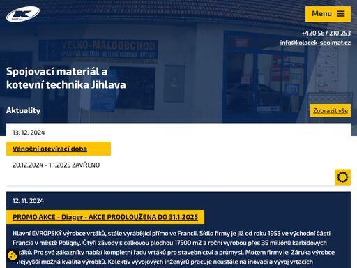 nabízíme spojovací materiál, kotevní techniku, stavební chemii, elektrické nářadí, profesionální vrtáky pro stavebnictví a průmysl, lepidla pro průmyslovou výrobu, brusivo, ruční nářadí a čistící prostředky.