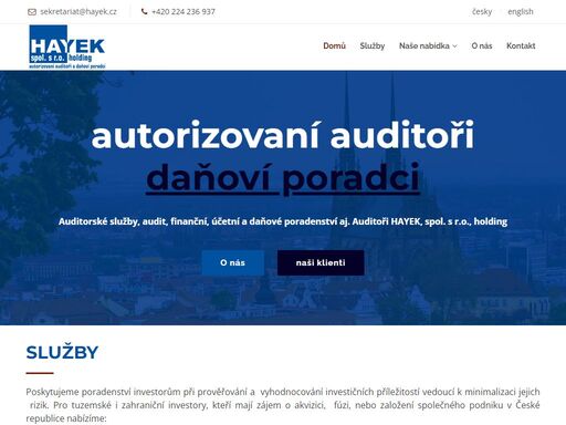 auditorská firma hayek, spol. s r.o.,holding zajišťuje audit, jiné auditorské služby, daňové poradenství, účetní poradenství, finanční poradenství, fůze, přeměny a rozděleni společností, kontrolu vedeni účetnictví. audit a daňové poradenství jakékoliv společnosti.