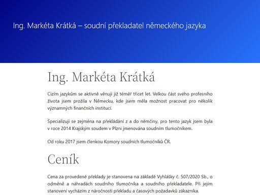 ing. markéta krátká — soudní tlumočník a překladatel německého jazyka
