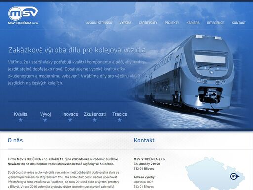 oficiální webové stránky společnosti msv studénka s.r.o.