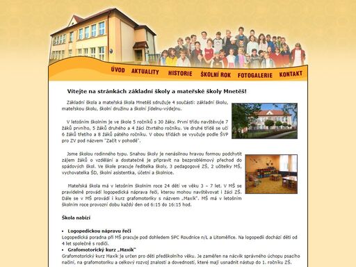 internetová prezentace základní školy a mateřské školy v mnetěši.