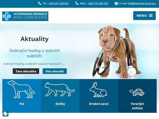 vedle všeobecné veterinární medicíny malých zvířat se zaměřujeme na onemocnění pohybového aparátu, laparoskopické operace, zobrazovací metody malých zvířat, léčbu terarijních zvířat a drobných savců. 